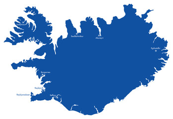 Iceland Map with Cities