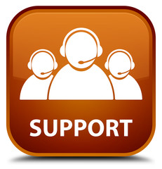 Support (customer care team icon) brown square button