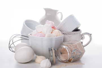 homemade colored meringue, sugar and eggs