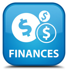Finances (dollar sign) cyan blue square button