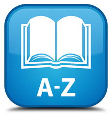 A-Z (book icon) cyan blue square button
