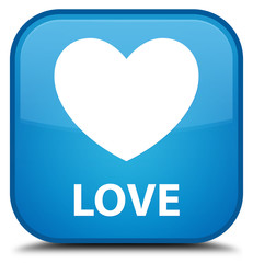 Love cyan blue square button