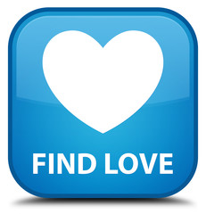 Find love cyan blue square button