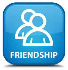 Friendship (group icon) cyan blue square button