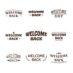 Welcome back design collection. Set of 9 labels, emblems, sticke