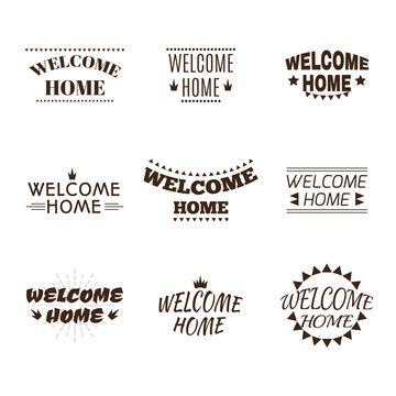 Welcome home collection. Set of 9 labels, emblems, stickers or b