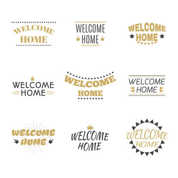Welcome home collection. Set of labels, emblems, stickers or bad