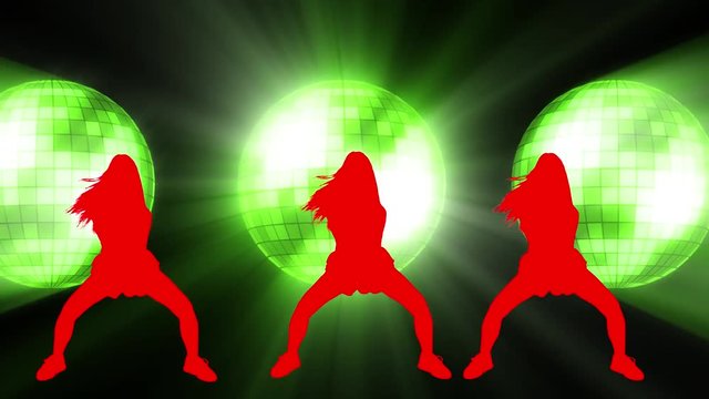 sexy dancers animation disco balls background 