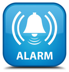 Alarm (bell icon) cyan blue square button