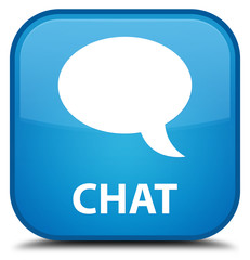 Chat cyan blue square button