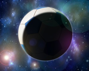 Sports game soccer. A ball in the star sky