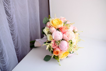 beautiful colorful wedding bouquet for the bride. Wedding accessories.