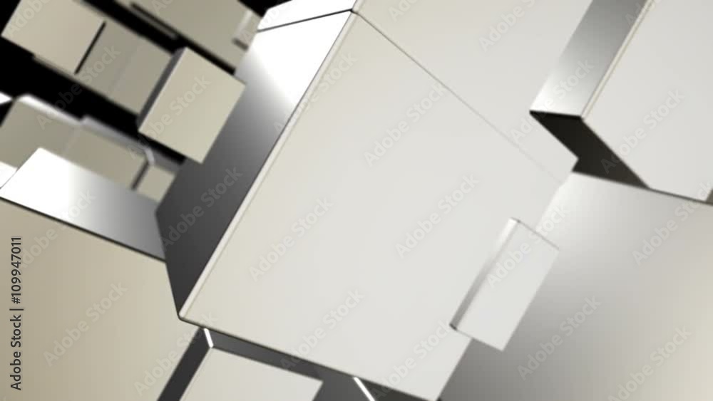 Poster seamless looping 3d animation of an abstract background with chrome cubes