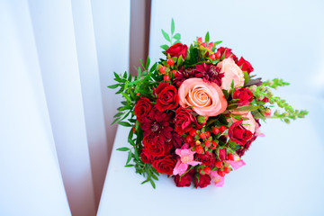 beautiful colorful wedding bouquet for the bride. Wedding accessories.