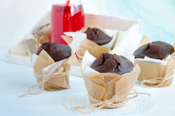 Muffins and cranberry juice