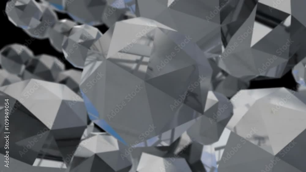Poster seamless looping 3d animation of an abstract background with chrome objects