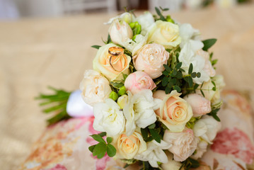 beautiful colorful wedding bouquet for the bride. Wedding accessories.