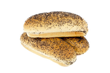 three buns with black sesame seed