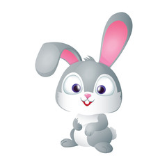 Cute Funny Gray Bunny Smiling