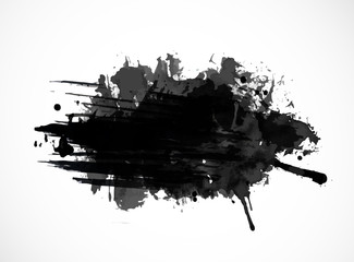 Black ink grunge splash isolated on white background