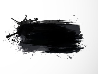 Black ink grunge splash isolated on white background - obrazy, fototapety, plakaty