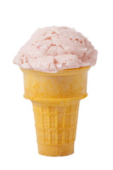 strawberry ice cream in yellow cone