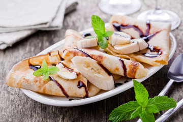 Banana And Chocolate Crepes
