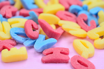 Many colorful sugar letters