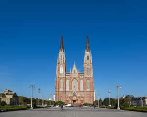 Fototapeta na wymiar La Plata, Argentina - May 25th 2013 - The Cathedral of La Plata in La Plata, Argentina.