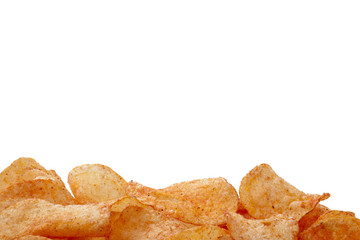 cropped image of heap of potato cheese chips