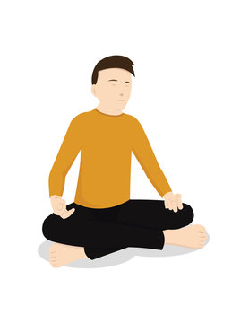 Practising yoga meditation vector flat design