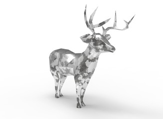 deer character. cartoon low poly 3D illustration of animal. triangles and polygons. on white background isolated with shadow.