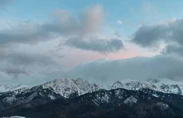Winter Tatra mountains, Giewont peak in the evening