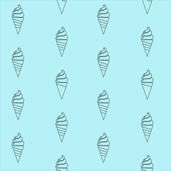 black ice cream cone on a blue background pattern seamless vecto