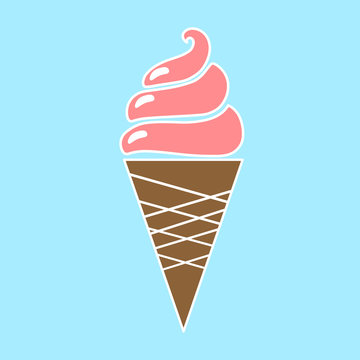 pink ice cream cone wafer icon pattern vector