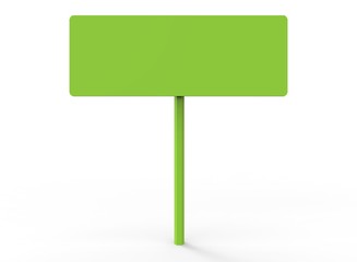 simple road sign. 3d illustration on white background. with shadow. icon for game or for site. simple to use. green color