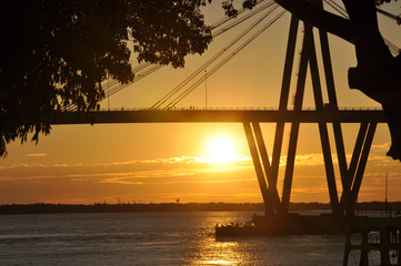 Fototapeta na wymiar Costanera, Bridge General Belgrano over Parana river, Corrientes, Argentina