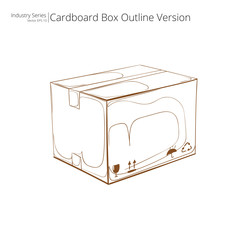 Vector Cardboard Box. Abstract closed Cardboard Box. Outline Version. Side view. Vector EPS10.