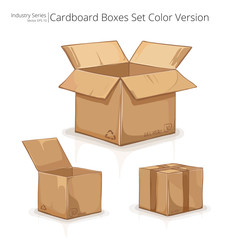 Cardboard Boxes. Abstract set of Cardboard Boxes. Color series. Vector EPS10.