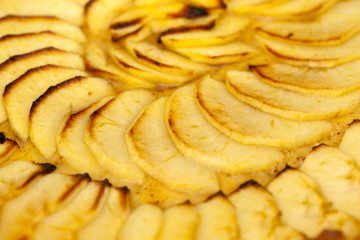 Sliced apple pie background