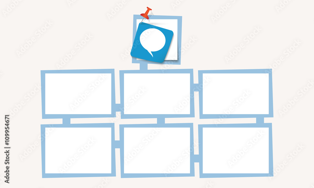 Poster six abstract text boxes for your text and speech bubble