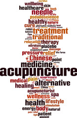 Acupuncture word cloud concept. Vector illustration