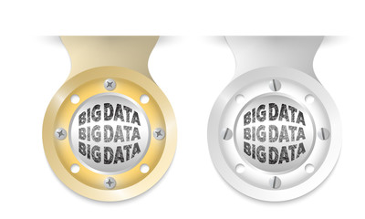 Golden and silver object and big data icon