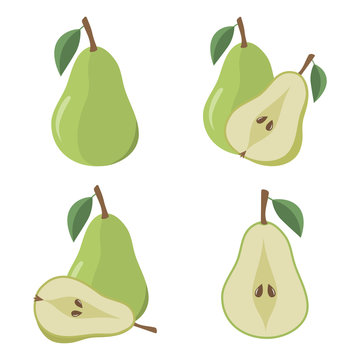 Pear fruit on a white background. Flat styled vector illustration.
