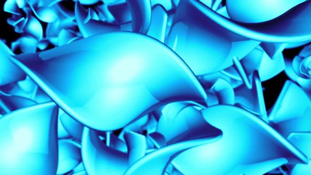 Seamless looping 3d animation of an abstract background with blue objects