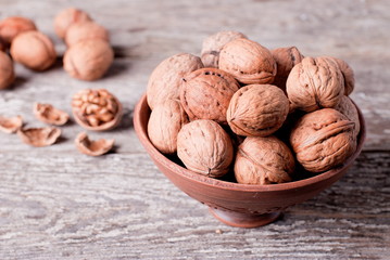 walnuts in a bowl on the table