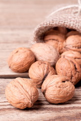 walnuts with burlap