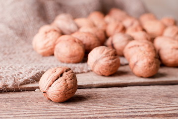 walnuts with burlap