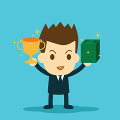businessman got trophy and money