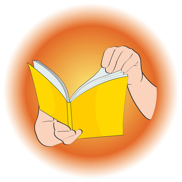 Manos con un libro al sol